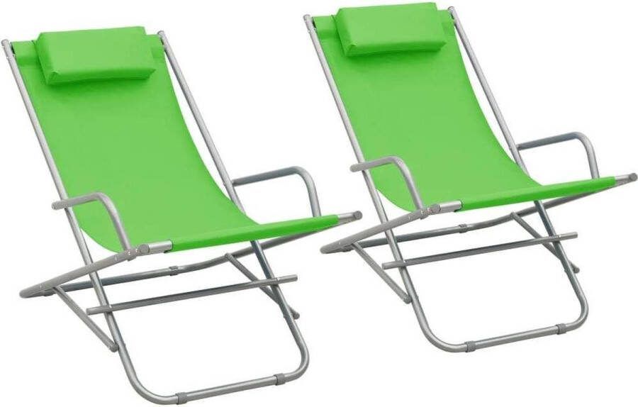 Medina Klapstoelen 2 st staal groen