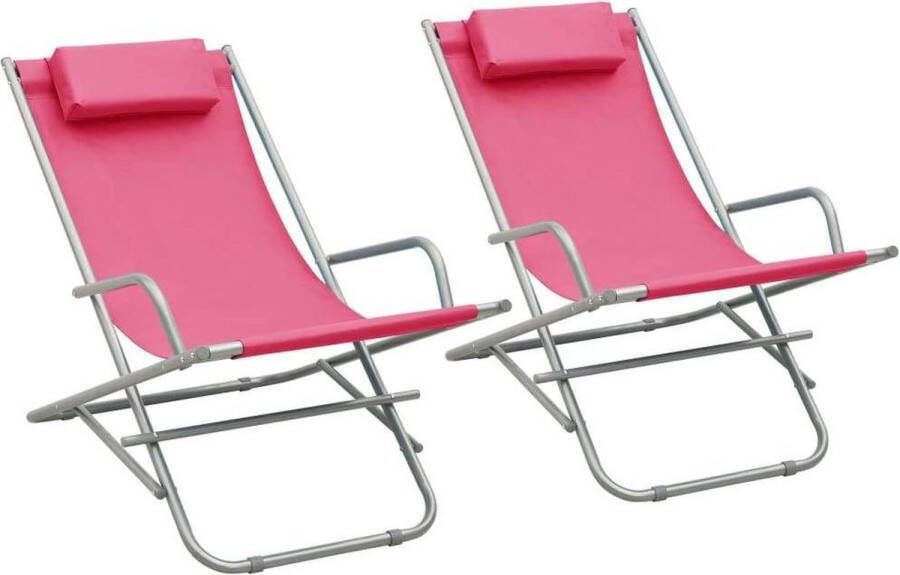Medina Klapstoelen 2 st staal roze
