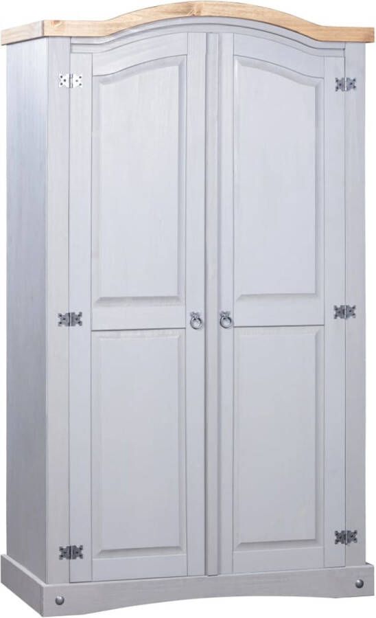 Medina Kledingkast 2 deuren Mexicaans grenenhout Corona-stijl grijs