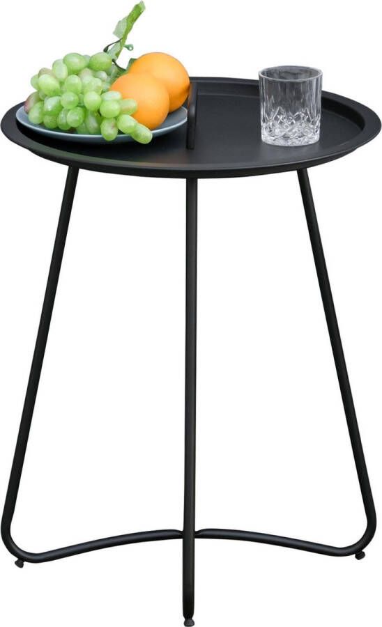 Medina Last Chance Side table Garden salon table With handle Metal Black 46 x 56 cm