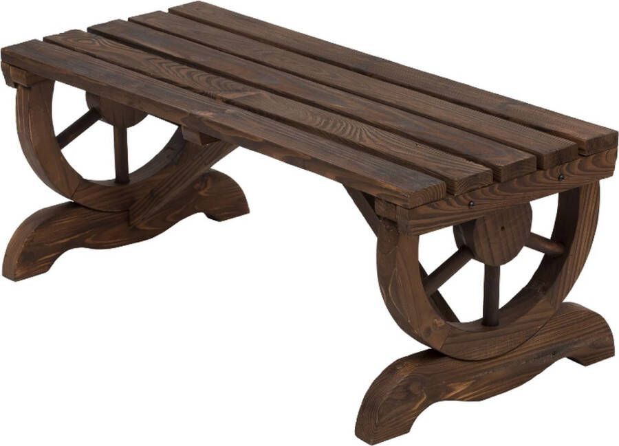 Medina Lealman Tuinbank Tuinmeubel 2-Zits Rustiek Design Bruin Massief Hout 105 x 50 x 53 cm