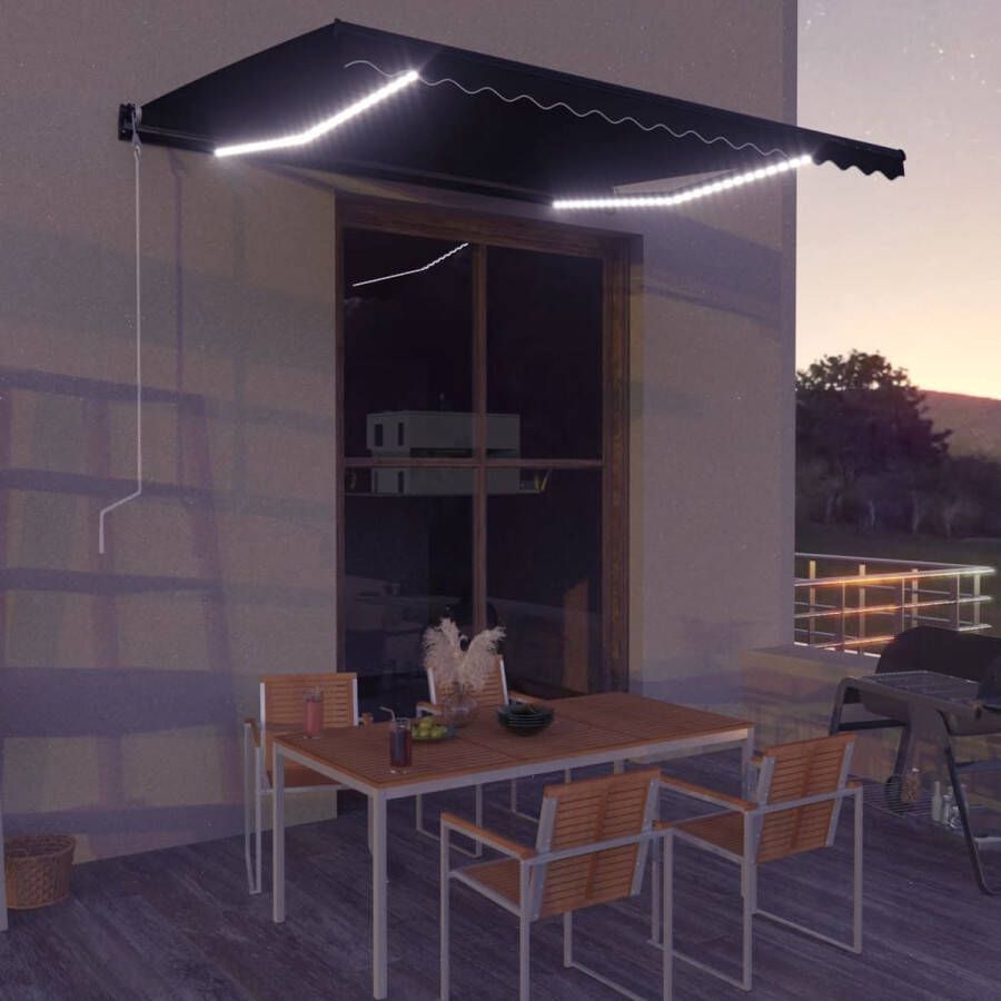 Medina Luifel handmatig uitschuifbaar met LED 400x300 cm antraciet