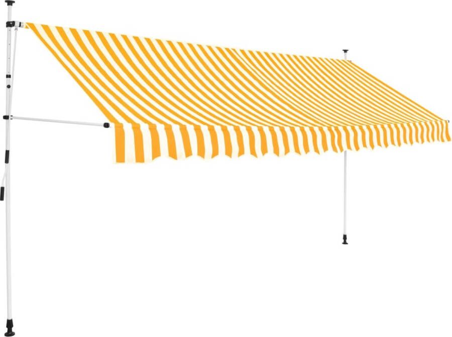 Medina Luifel handmatig uittrekbaar 400 cm geel en witte strepen