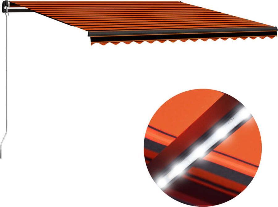 Medina Luifel handmatig uittrekbaar met LED 450x300 cm oranje en bruin