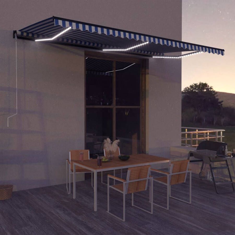 Medina Luifel met windsensor en LED 600x300 cm blauw en wit