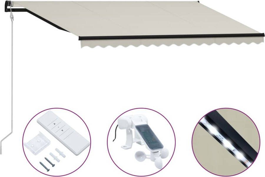 Medina Luifel uittrekbaar met windsensor en LED 400x300 cm crème