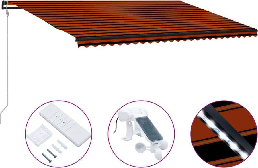 Medina Luifel uittrekbaar met windsensor LED 600x300 cm oranje bruin