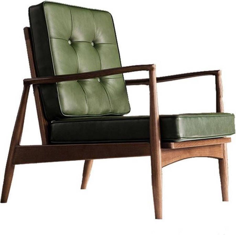 Medina luxe fauteuil Bruin Groen bekleed met echt leer