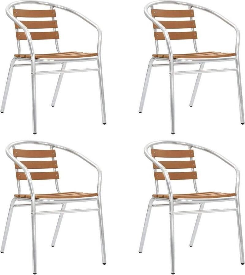 Medina Tuinstoelen stapelbaar 4 st aluminium en HKC zilverkleurig
