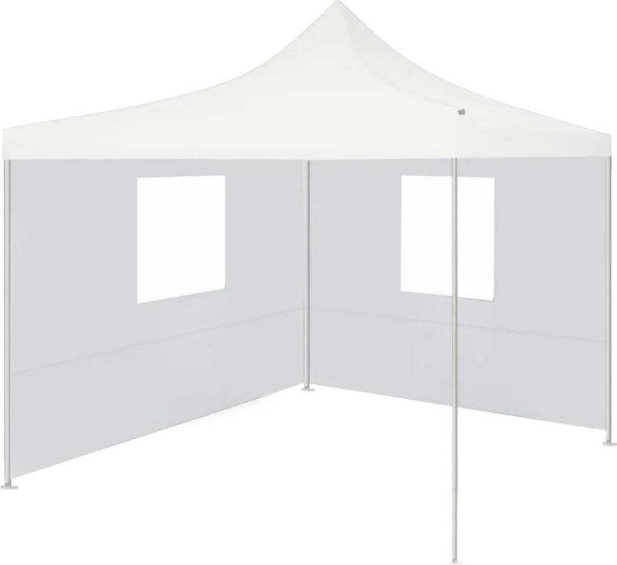 Medina Partytent met 2 zijwanden inklapbaar 2x2 m staal wit
