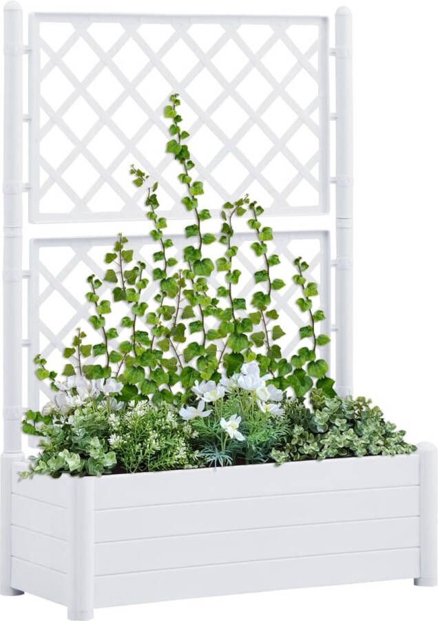 Medina Plantenbak met latwerk 100x43x142 cm PP wit