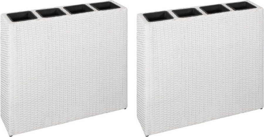 Medina Plantenbak verhoogd met 4 potten 2 st poly rattan wit