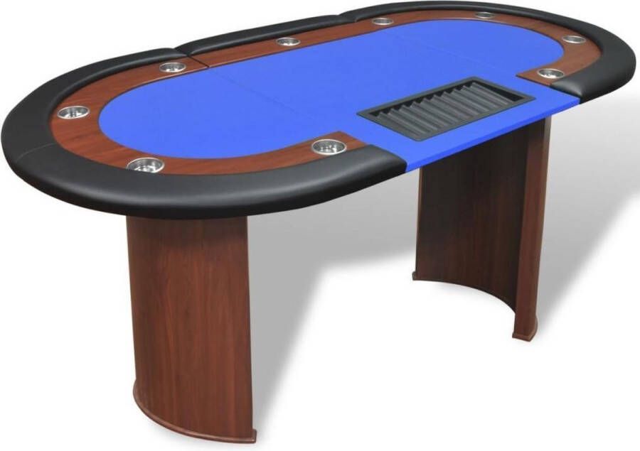 Medina Pokertafel voor 10 personen met dealervak en fichebak blauw