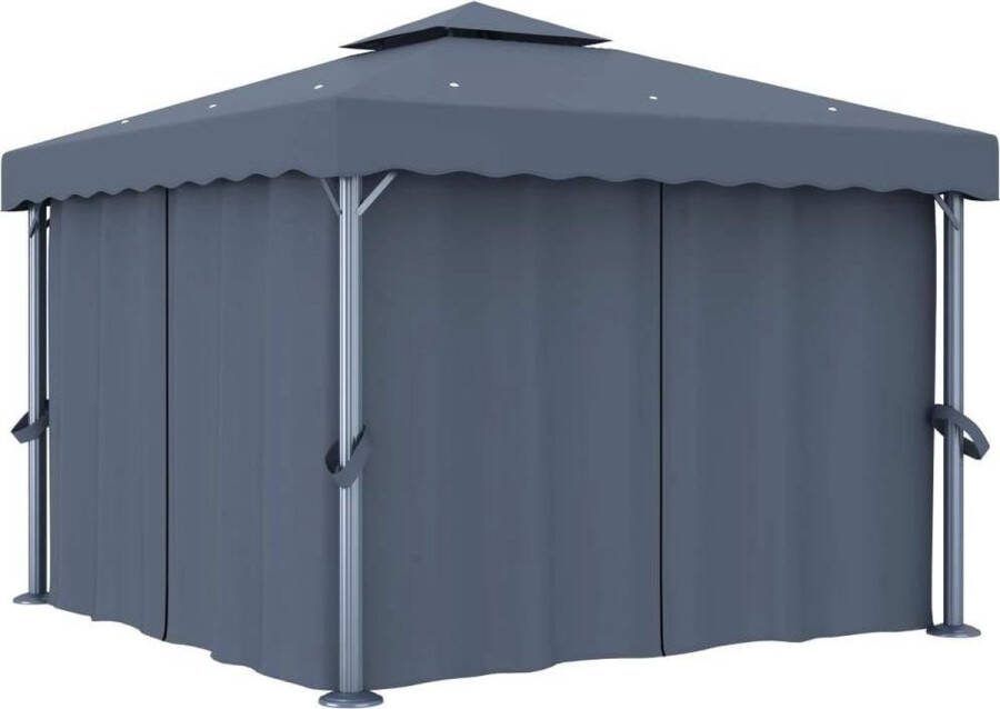 Medina Prieel met gordijn 3x3 m aluminium antraciet