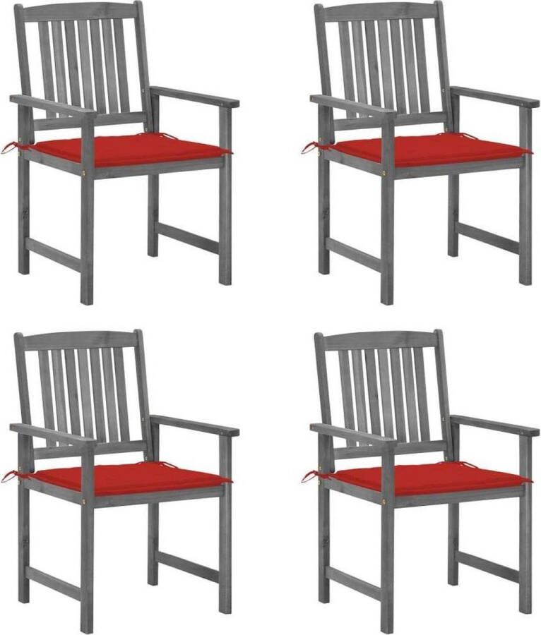 Medina Regisseursstoelen 4 st met kussens massief acaciahout grijs