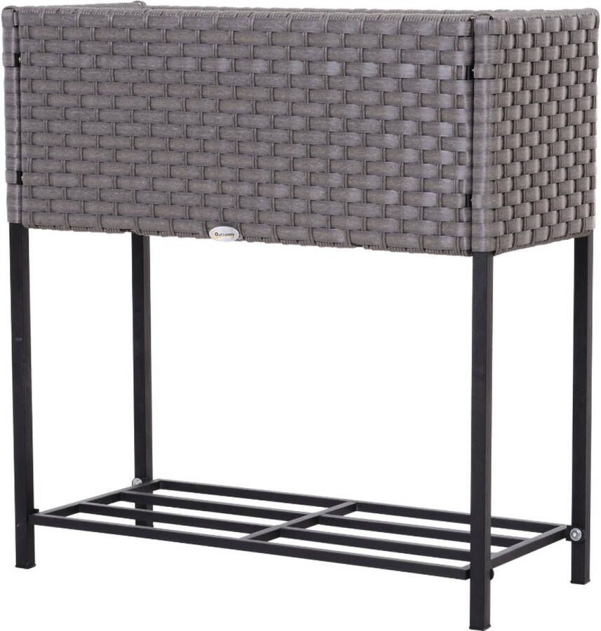 Liv's Nancy's Tuckahoe Plantenbak Bloembak Verhoogde Bloembak Plank Rotan Bruin 70 x 30 x 72 cm
