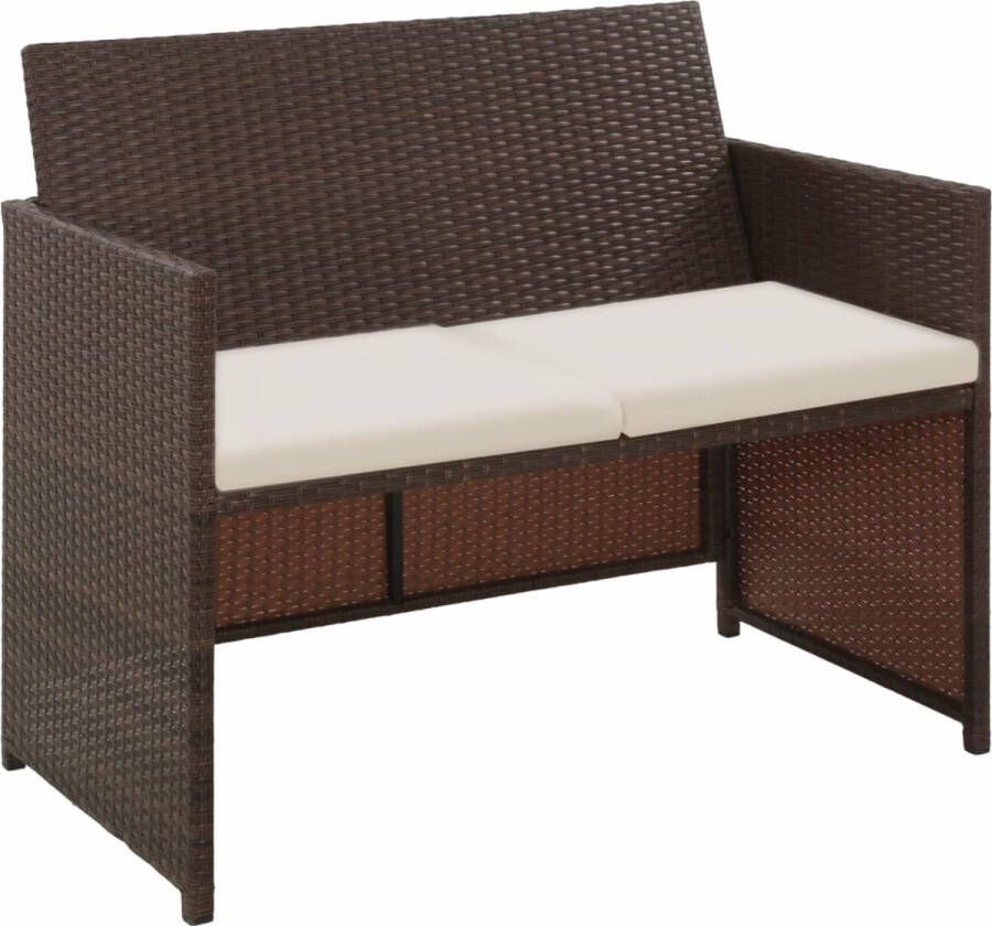 Medina Tuinbank 2-zits met kussens poly rattan bruin