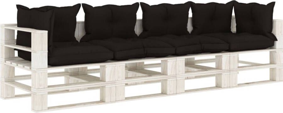 Medina Tuinbank 4-zits met zwarte kussens pallet hout