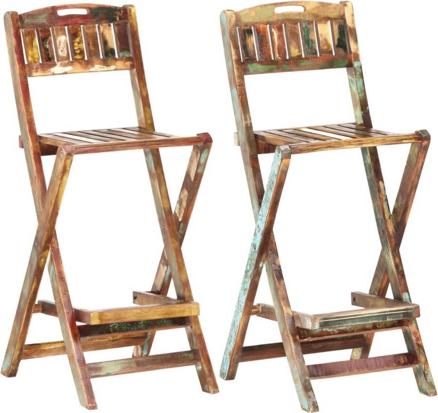 Medina Tuinbarstoelen inklapbaar 2 st massief gerecycled hout