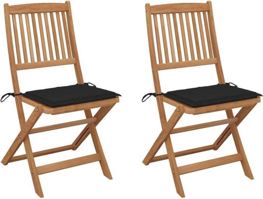 Medina Tuinstoelen 2 st inklapbaar met kussens massief acaciahout