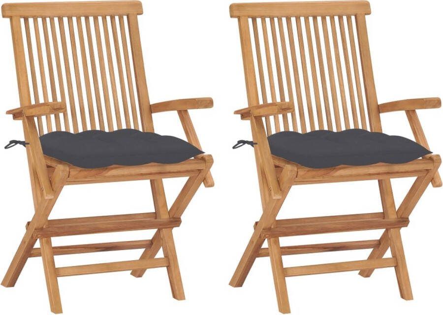Medina Tuinstoelen 2 st met antracietkleurige kussens massief teakhout