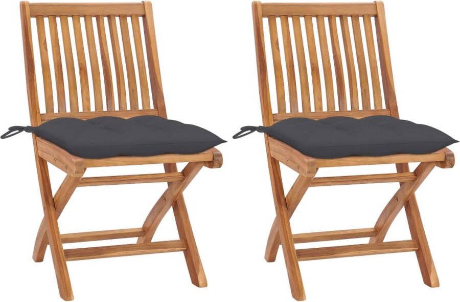 Medina Tuinstoelen 2 st met antracietkleurige kussens massief teakhout