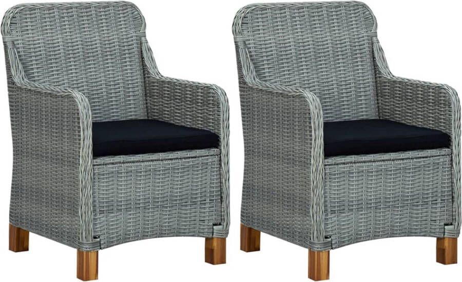 Medina Tuinstoelen 2 st met kussens poly rattan lichtgrijs