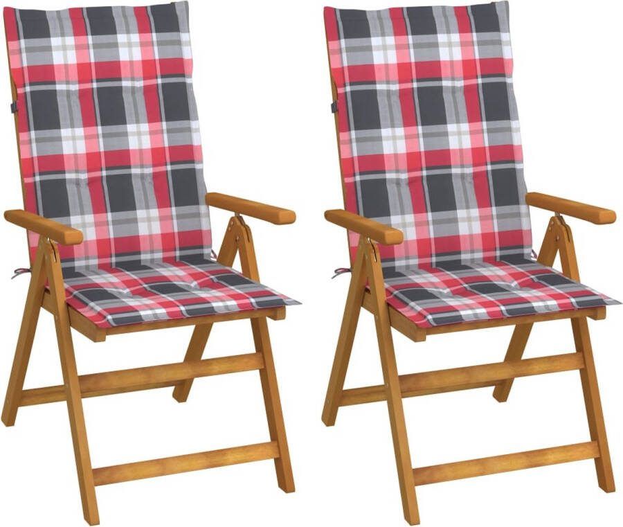 Medina Tuinstoelen 2 st verstelbaar met kussens massief acaciahout