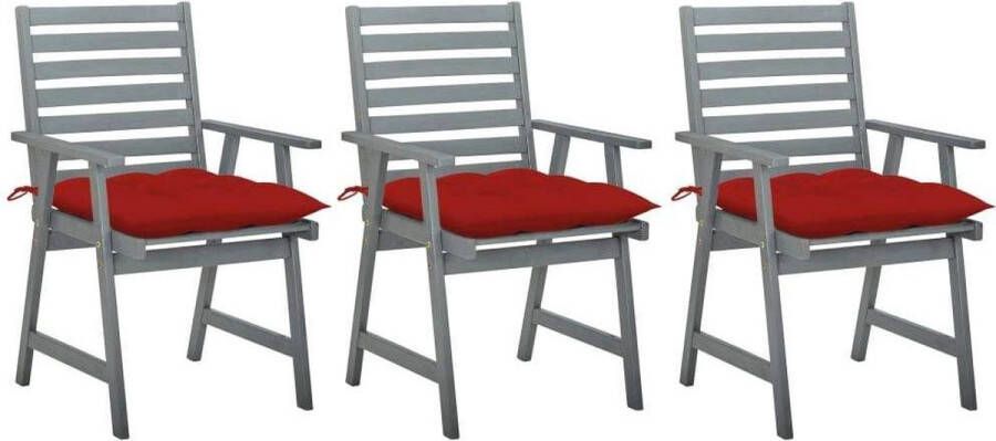 Medina Tuinstoelen 3 st met kussens massief acaciahout