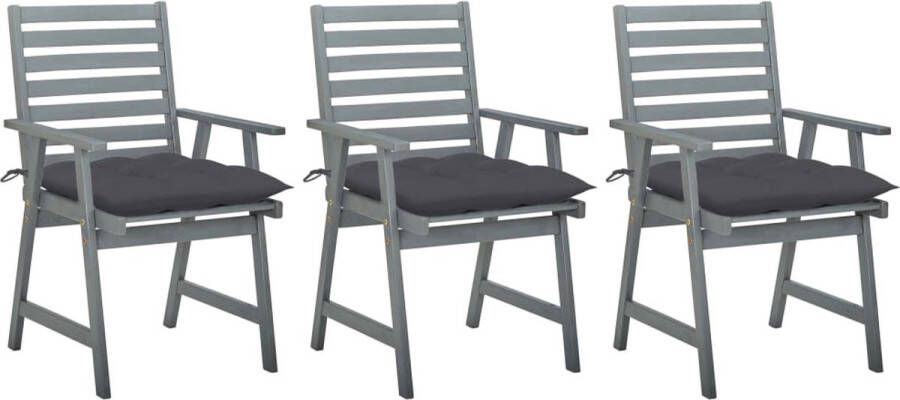 Medina Tuinstoelen 3 st met kussens massief acaciahout