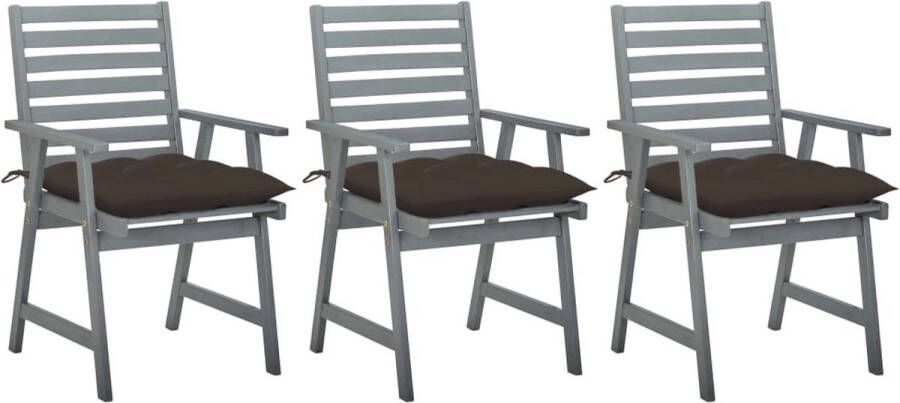 Medina Tuinstoelen 3 st met kussens massief acaciahout
