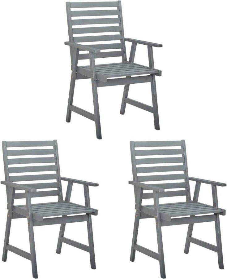 Medina Tuinstoelen 3 st met kussens massief acaciahout