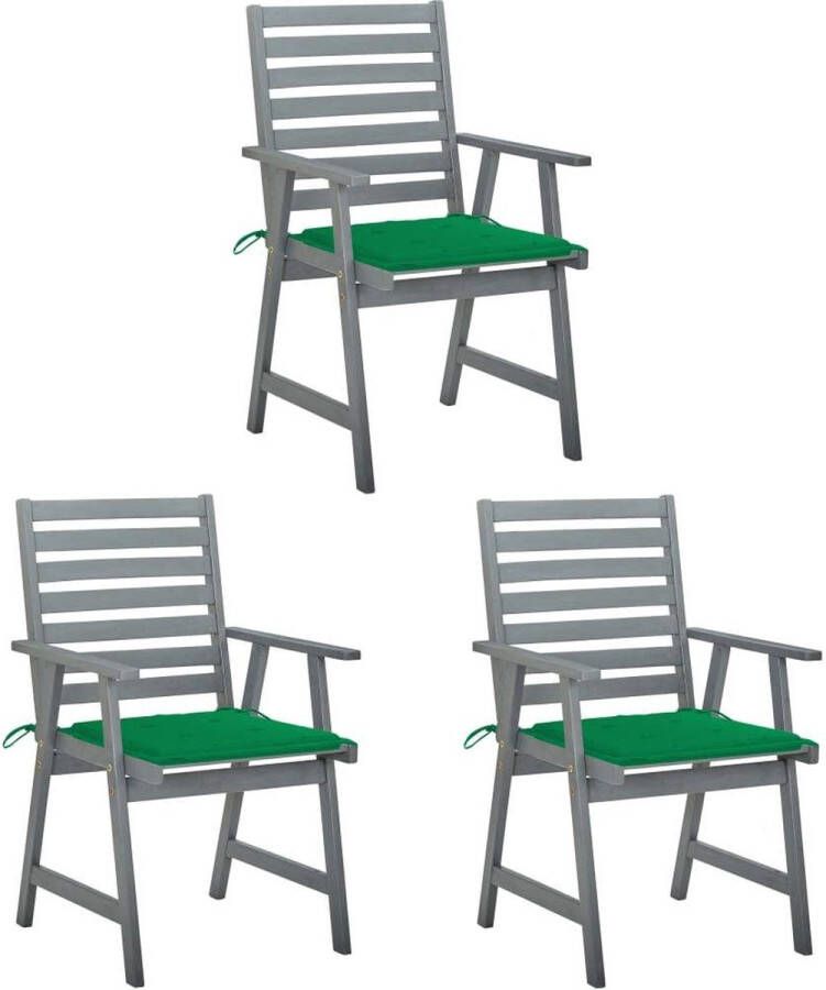 Medina Tuinstoelen 3 st met kussens massief acaciahout