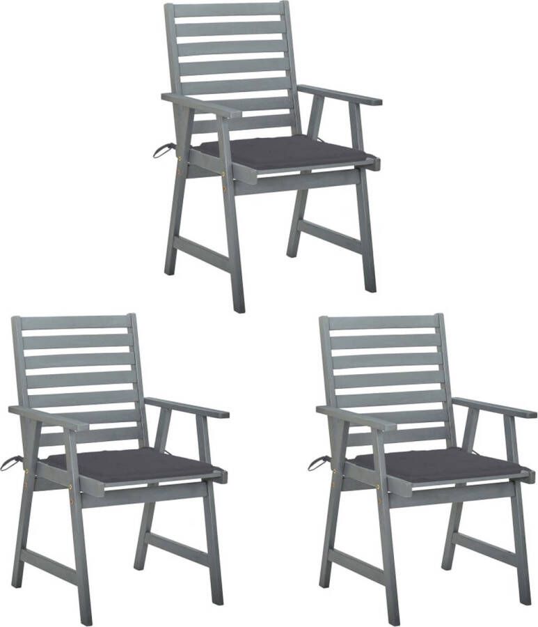 Medina Tuinstoelen 3 st met kussens massief acaciahout