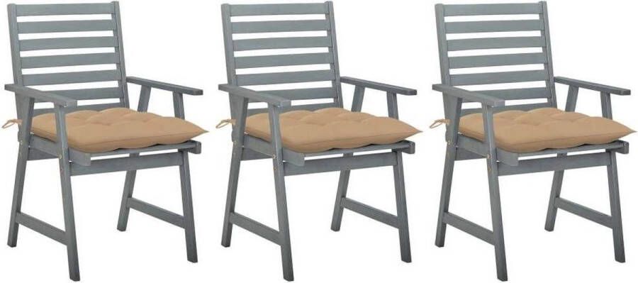 Medina Tuinstoelen 3 st met kussens massief acaciahout