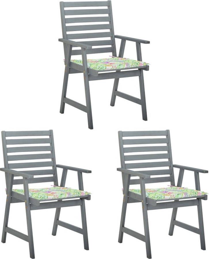 Medina Tuinstoelen 3 st met kussens massief acaciahout