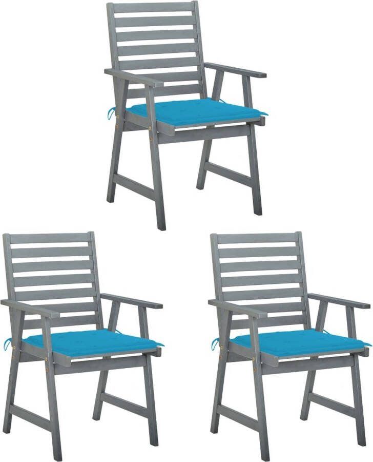 Medina Tuinstoelen 3 st met kussens massief acaciahout