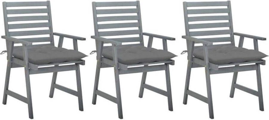 Medina Tuinstoelen 3 st met kussens massief acaciahout