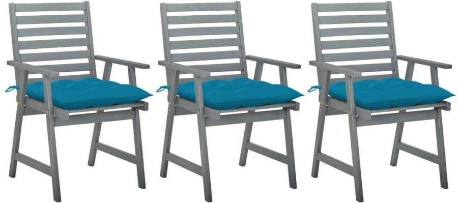Medina Tuinstoelen 3 st met kussens massief acaciahout