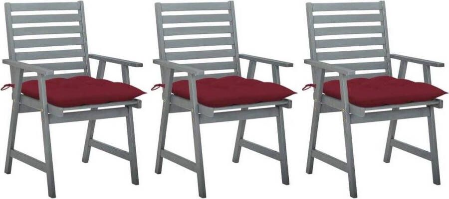 Medina Tuinstoelen 3 st met kussens massief acaciahout