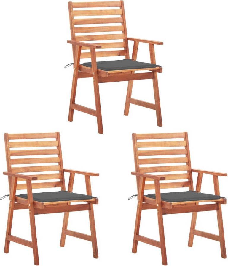 Medina Tuinstoelen 3 st met kussens massief acaciahout