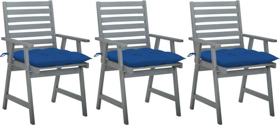 Medina Tuinstoelen 3 st met kussens massief acaciahout