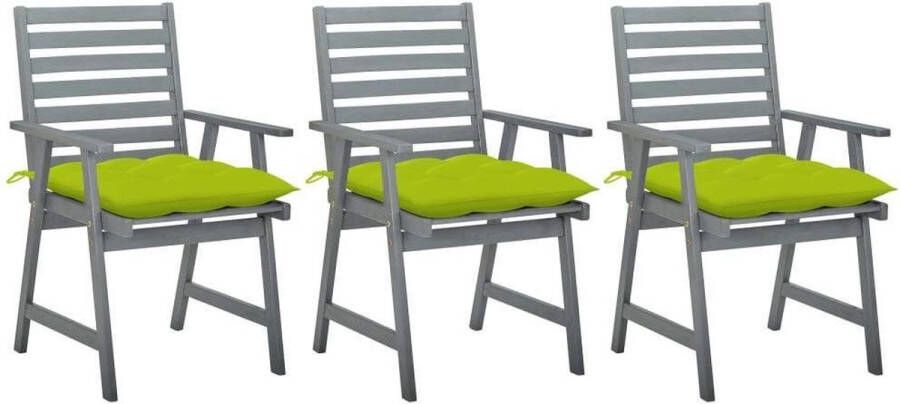 Medina Tuinstoelen 3 st met kussens massief acaciahout