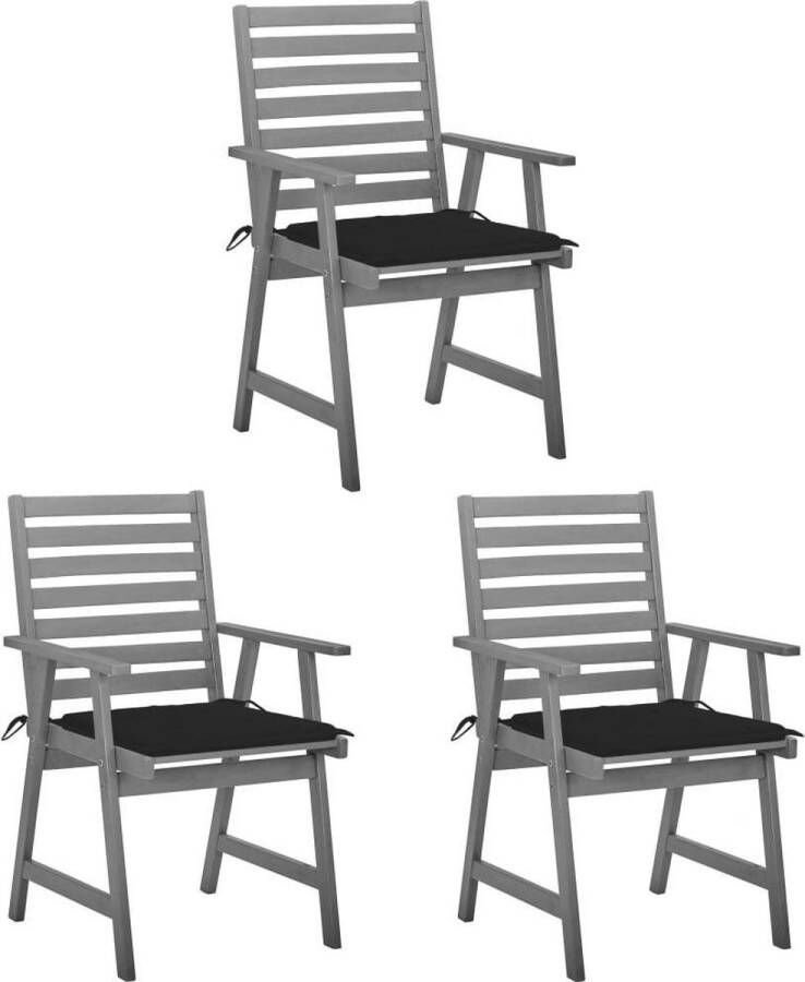 Medina Tuinstoelen 3 st met kussens massief acaciahout