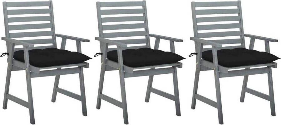 Medina Tuinstoelen 3 st met kussens massief acaciahout