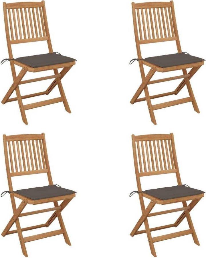 Medina Tuinstoelen 4 st inklapbaar met kussens massief acaciahout