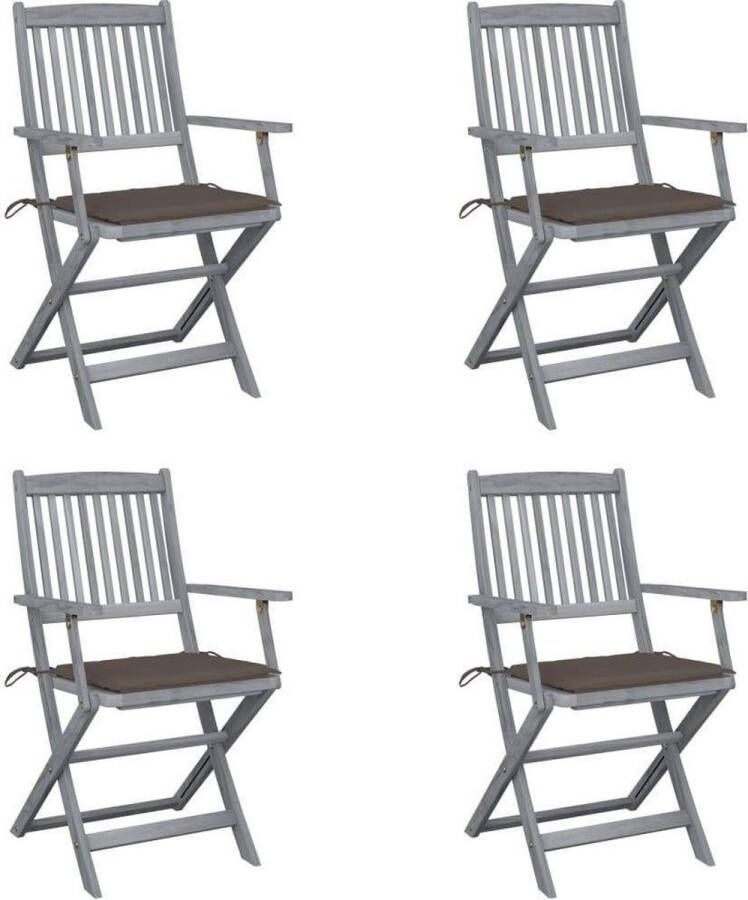 Medina Tuinstoelen 4 st inklapbaar met kussens massief acaciahout