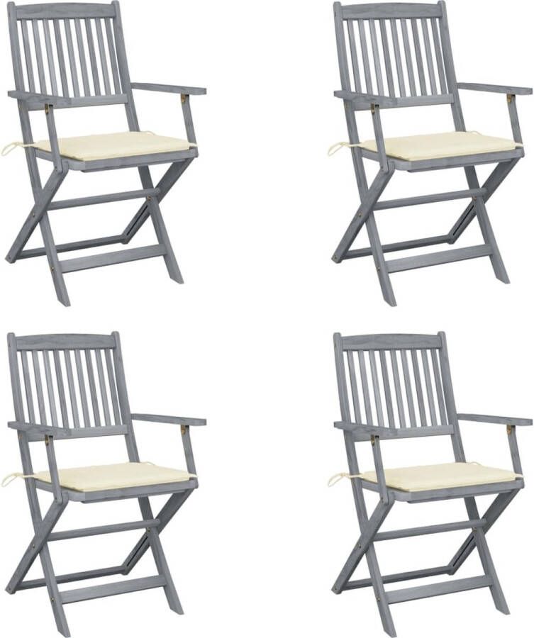 Medina Tuinstoelen 4 st inklapbaar met kussens massief acaciahout
