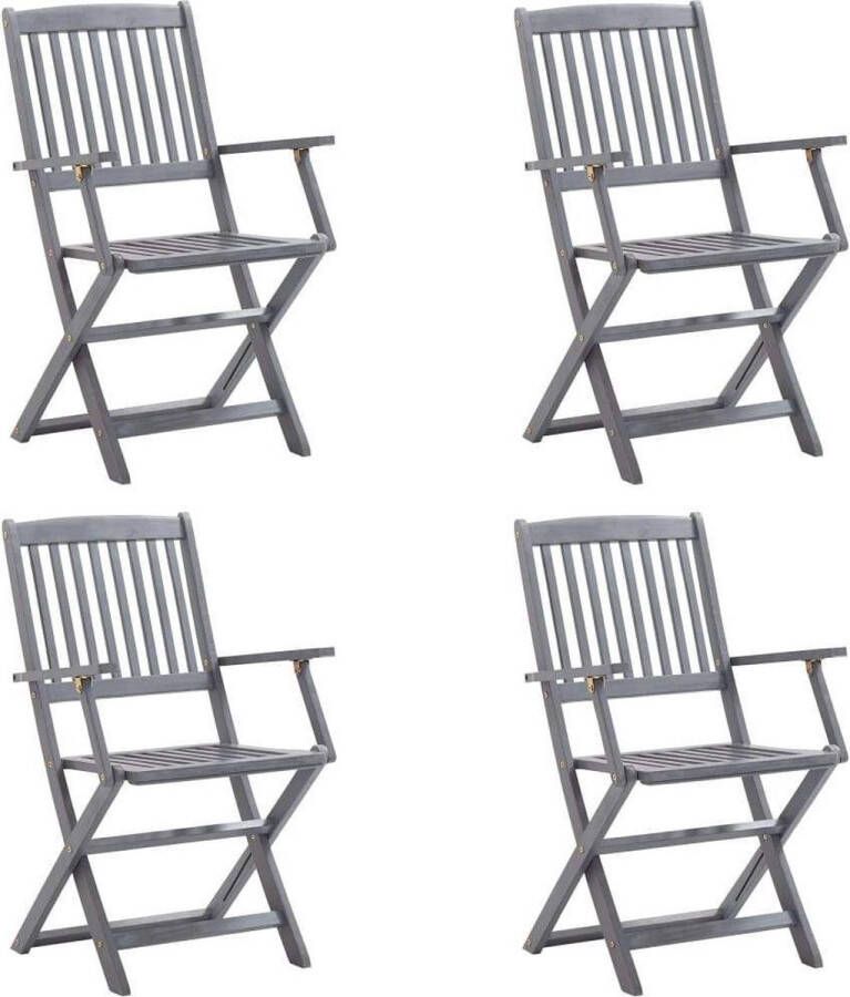 Medina Tuinstoelen 4 st inklapbaar met kussens massief acaciahout