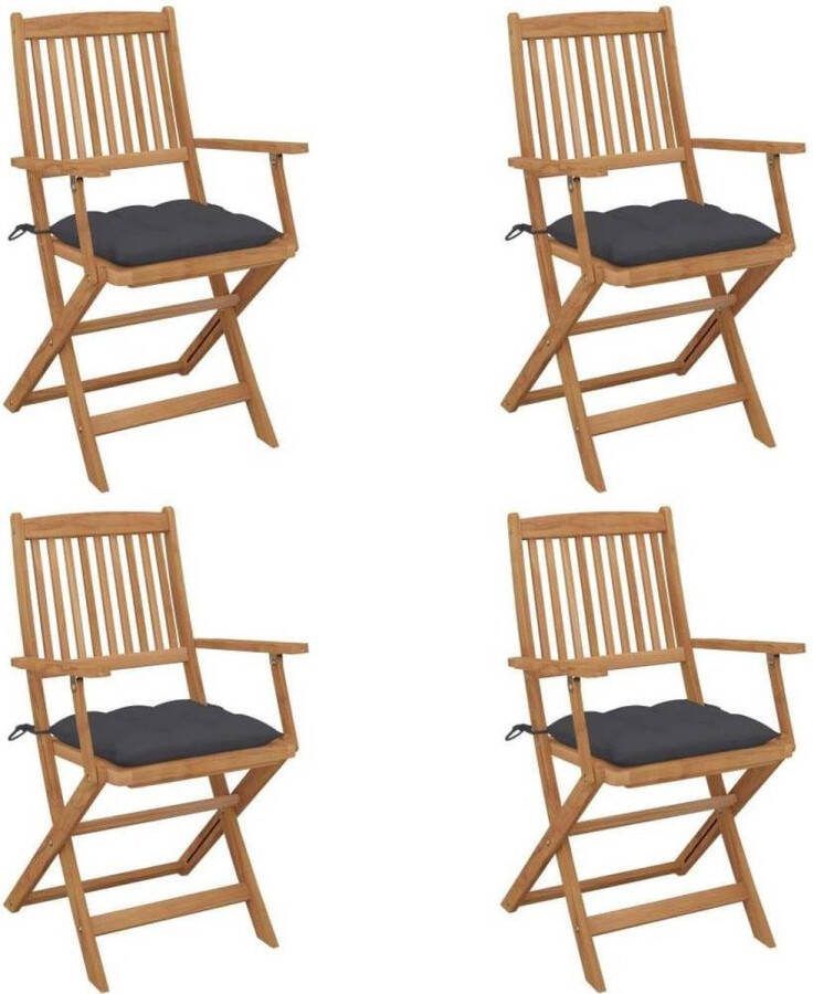 Medina Tuinstoelen 4 st inklapbaar met kussens massief acaciahout